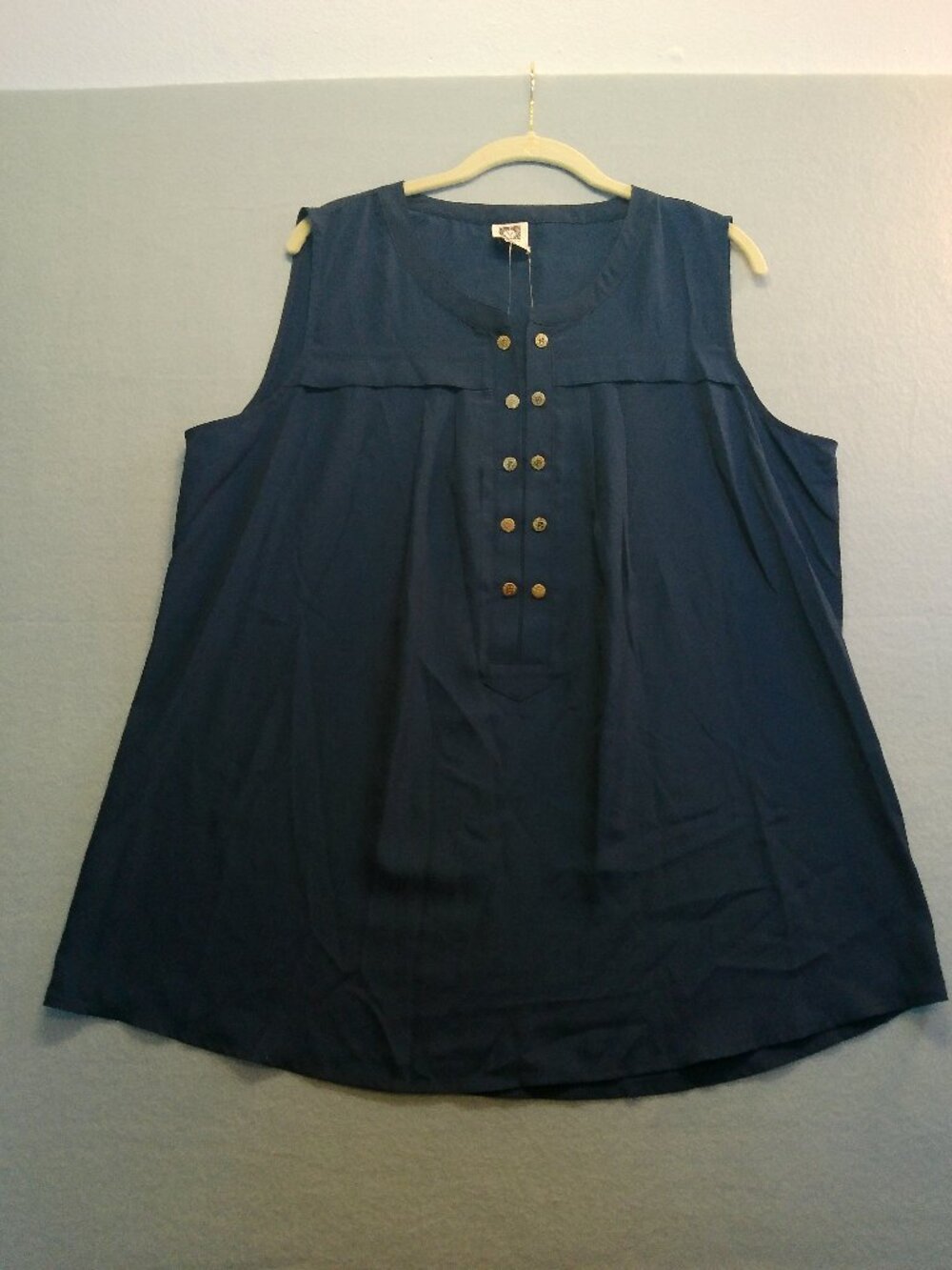 Sleeveless Navy Blue ANNE KLEIN Blouse Size XL
